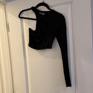 Black Naked Waredrobe (Lori Harvey Collection) One Sleeve Women's Top